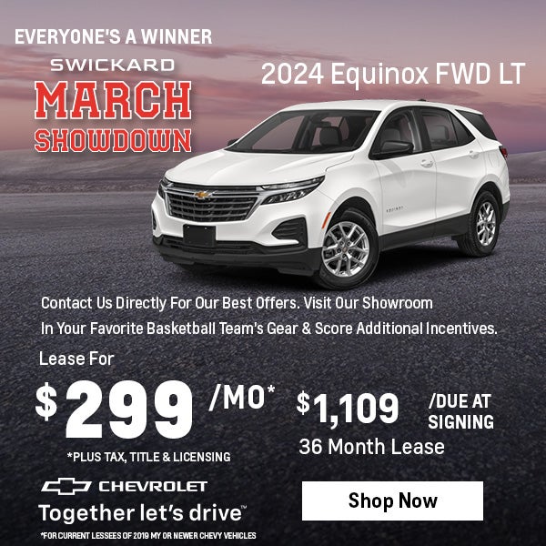 Lease for $299 per month for 36 mos. 2024 CHEVROLET Equinox 